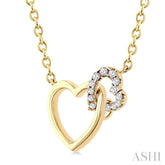 1/10 Ctw Round Cut Diamond Interlocked Heart Fashion Petite Pendant With Chain in 10K Yellow Gold